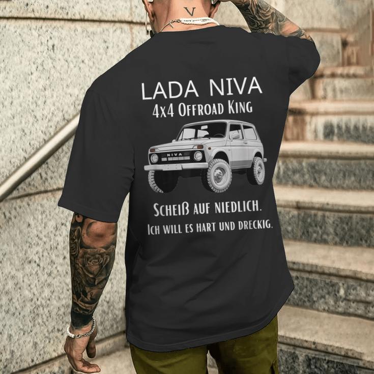 Lada Niva 4X4 Offroad King T-Shirt mit Rückendruck Geschenke für Ihn