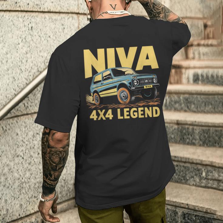 Lada Niva 4X4 Offroad T-Shirt mit Rückendruck Geschenke für Ihn