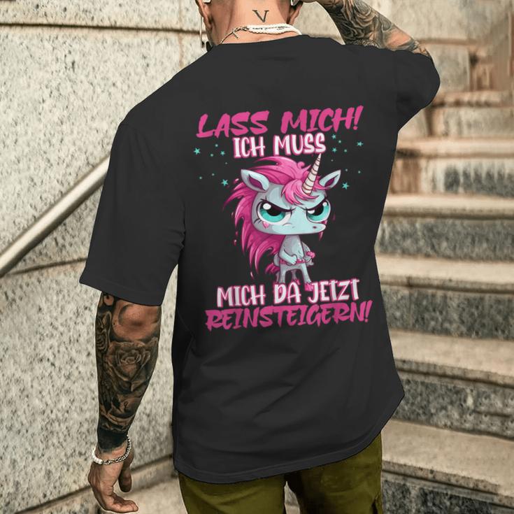 Lass Mich Ich Muss Mich Jetzt Da Reinsteigern Unicorn T-Shirt mit Rückendruck Geschenke für Ihn