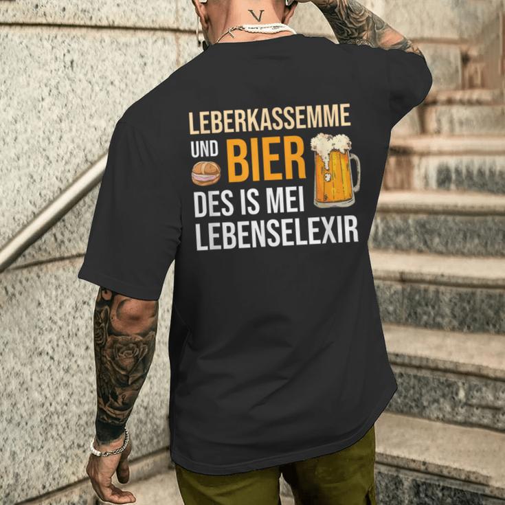 Leberkassmel & Bier Des Is Mei Lebenselexier Leberkas T-Shirt mit Rückendruck Geschenke für Ihn