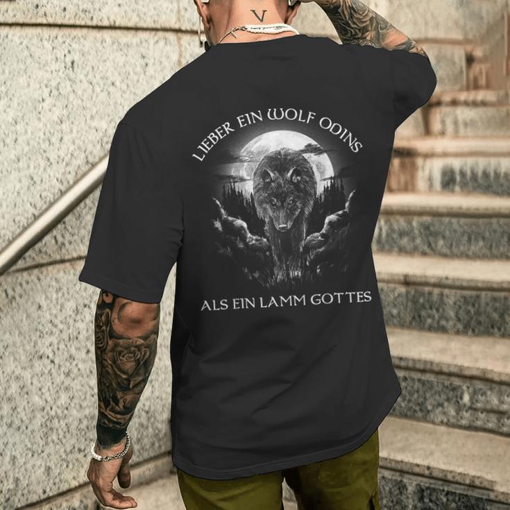 Lieber Ein Wolf Odins Als Ein Lamm Gottes Nordic T-Shirt mit Rückendruck Geschenke für Ihn