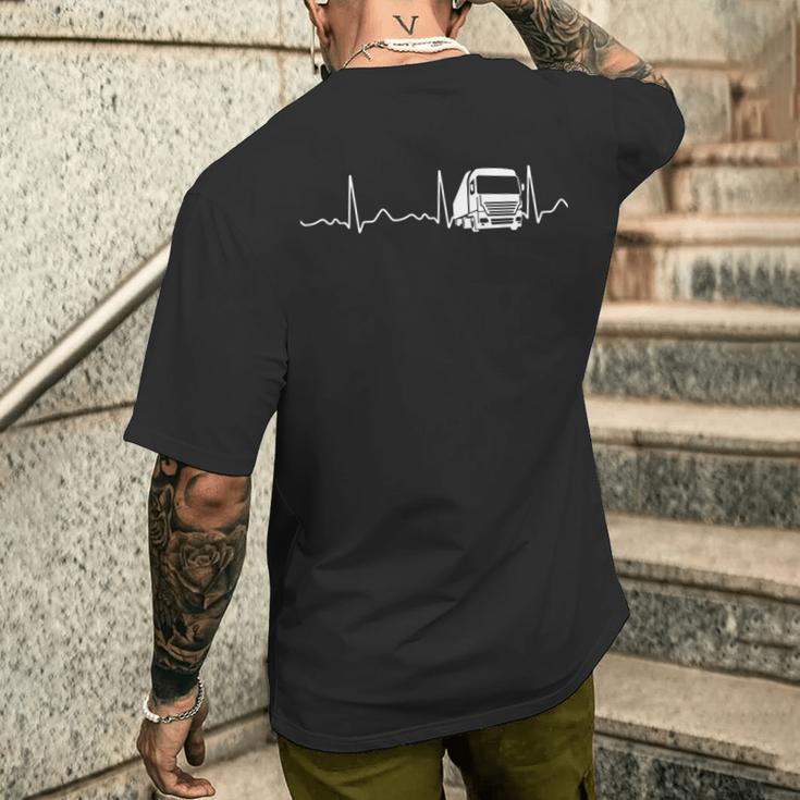 Lorry Driver Heartbeat Pulse T-Shirt mit Rückendruck Geschenke für Ihn