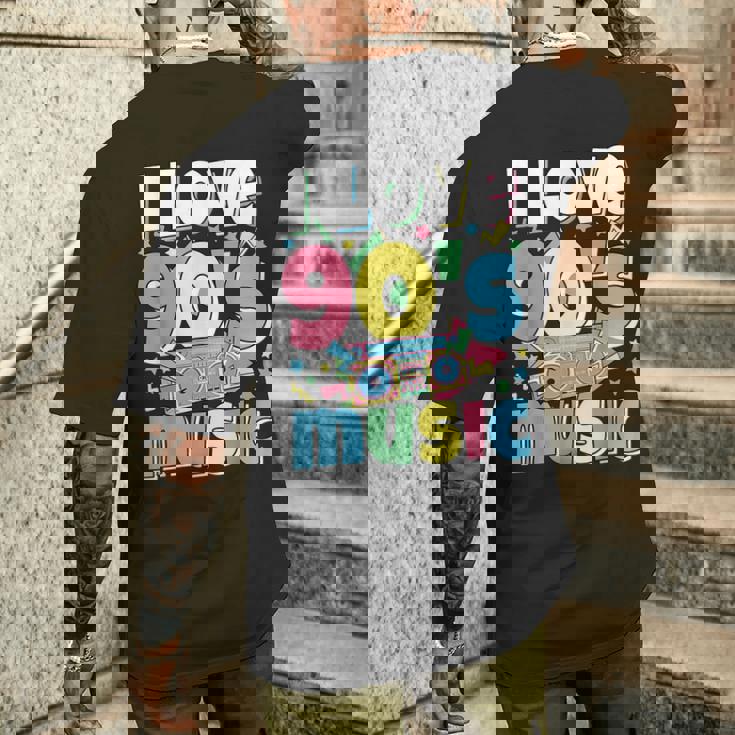 I Love 90'S Music 90S -Estito Per Amanti Degli Anni '90 Stile Retrò Anni '90 T-shirt da uomo con stampa posteriore Regalos para él