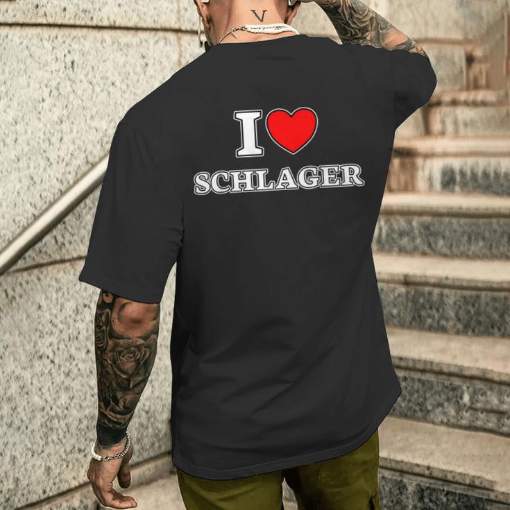 I Love Schlager I Love Schlager Fan T-Shirt mit Rückendruck Geschenke für Ihn