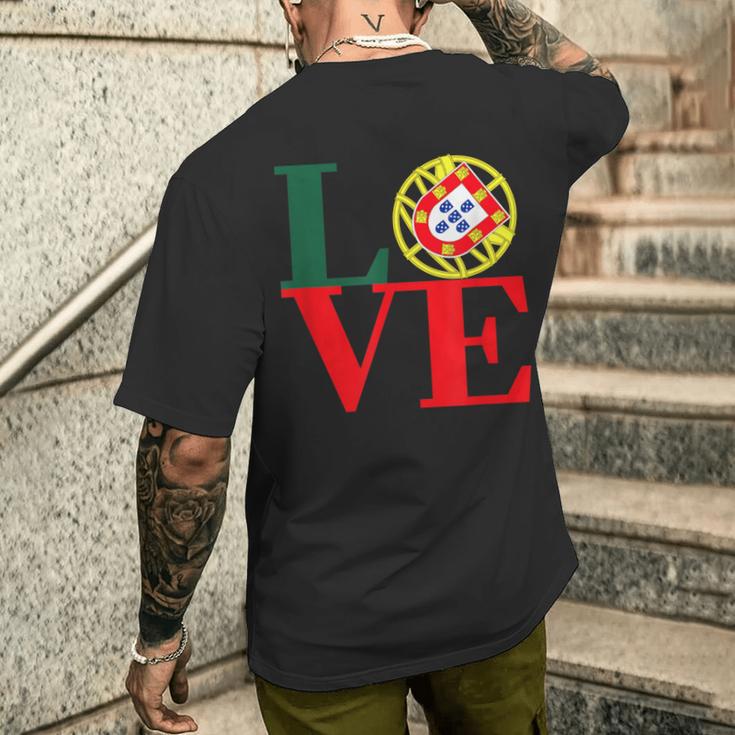 Lustges Portugal Portugal Flag T-Shirt mit Rückendruck Geschenke für Ihn