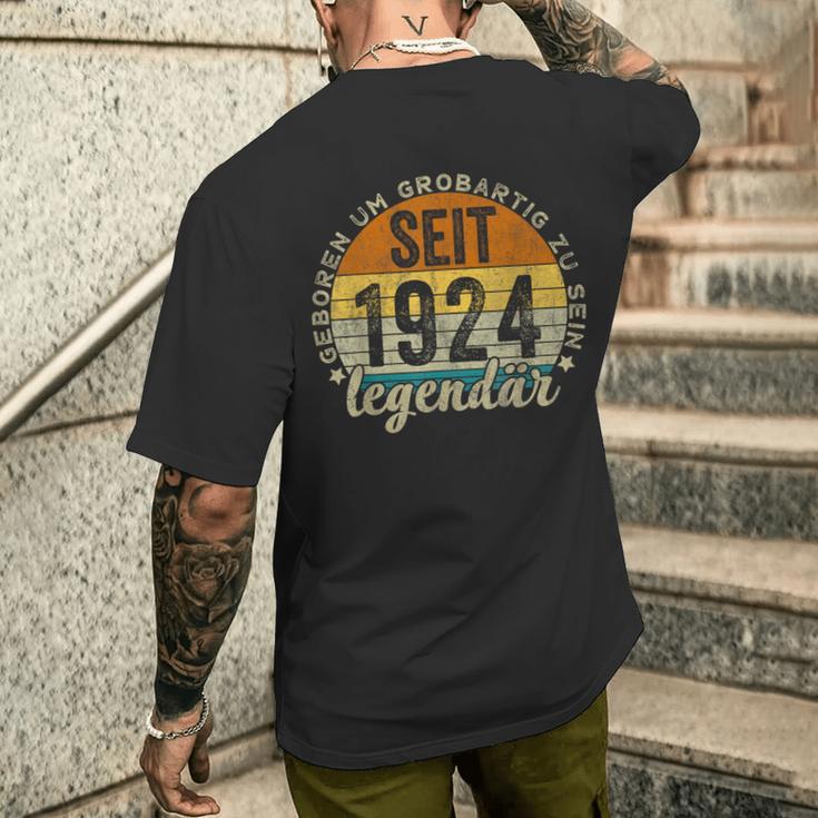 Lustiger 100 Geburtstag -Intage 1924 Geburtstag 100 Jahre T-Shirt mit Rückendruck Geschenke für Ihn