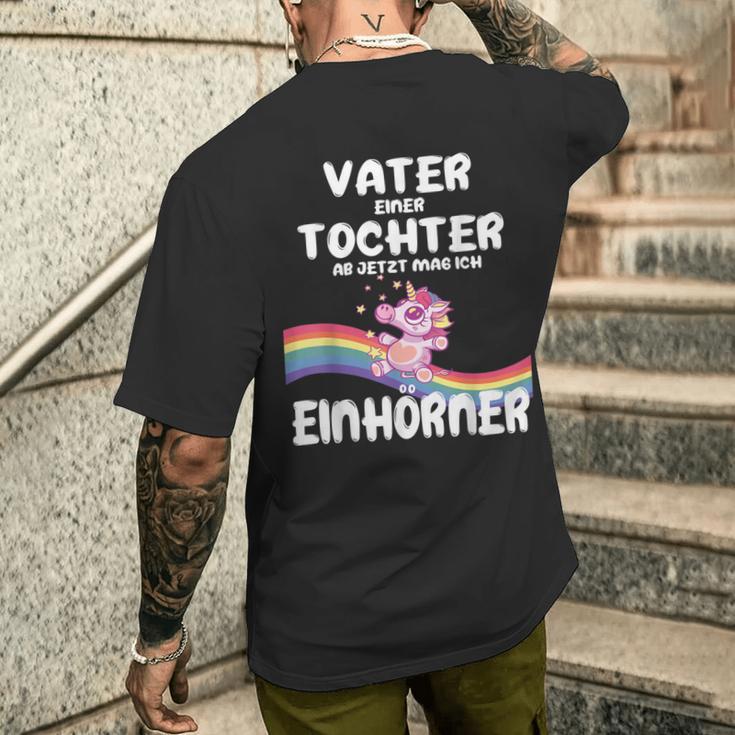 Lustigesater Einer Tochter Einhörner Geburt Baby T-Shirt mit Rückendruck Geschenke für Ihn