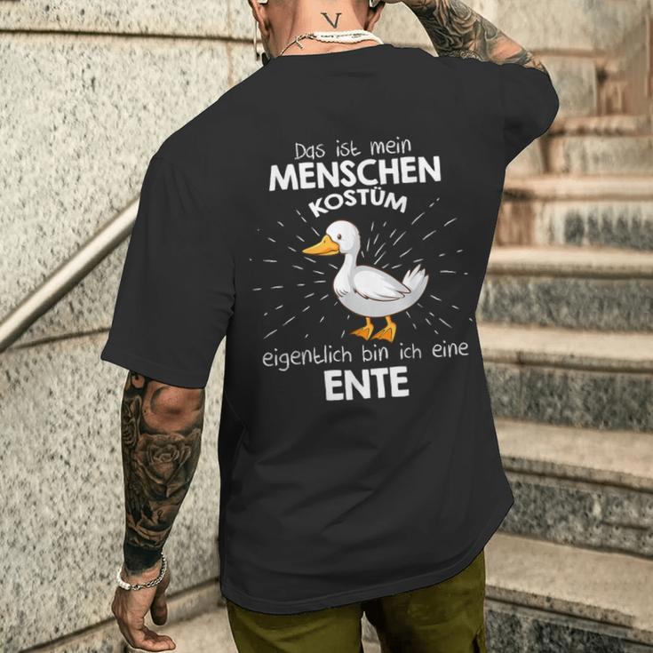 Mein Menschen Kostüm Bin Ich Eine Ente German Langu T-Shirt mit Rückendruck Geschenke für Ihn