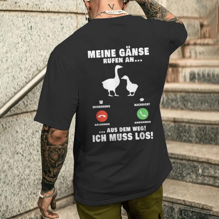 Meine Gese Rufen An Telefon My Geese Calling An Telephone T-Shirt mit Rückendruck Geschenke für Ihn