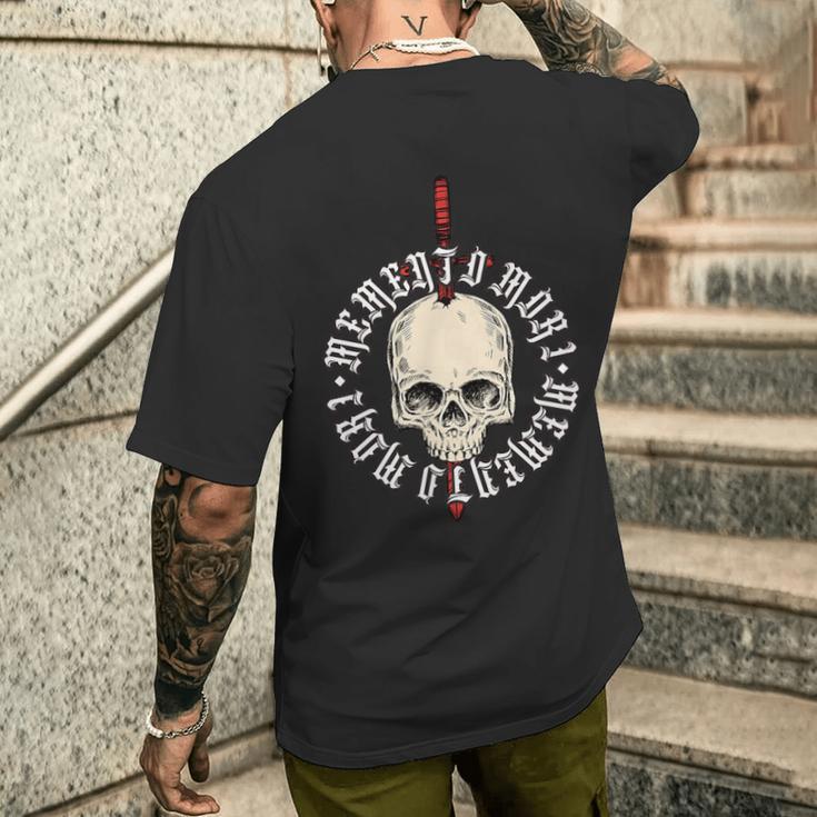 Memento Mori Lettering Skull T-Shirt mit Rückendruck Geschenke für Ihn