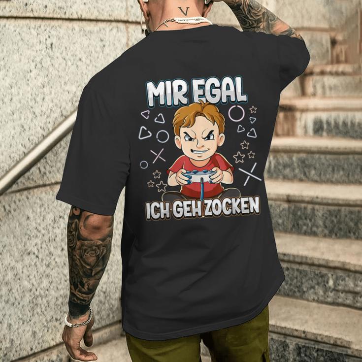 Mir Egal Ich Geh Zocken Gaming T-Shirt mit Rückendruck Geschenke für Ihn