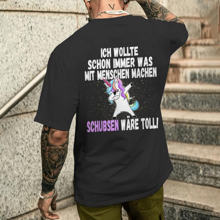 Was Mit Menschen Machen Unicorn Saying T-Shirt mit Rückendruck Geschenke für Ihn