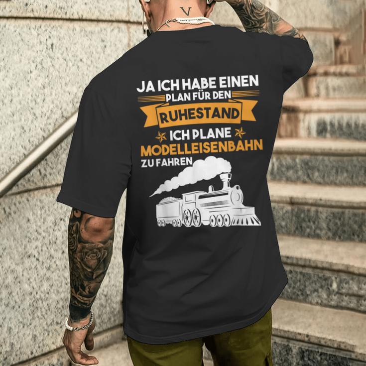 Modellbahn Plan Für Den Ruhestand Model Railway T-Shirt mit Rückendruck Geschenke für Ihn