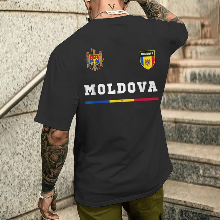 Moldova Sports Football Flag Football T-Shirt mit Rückendruck Geschenke für Ihn