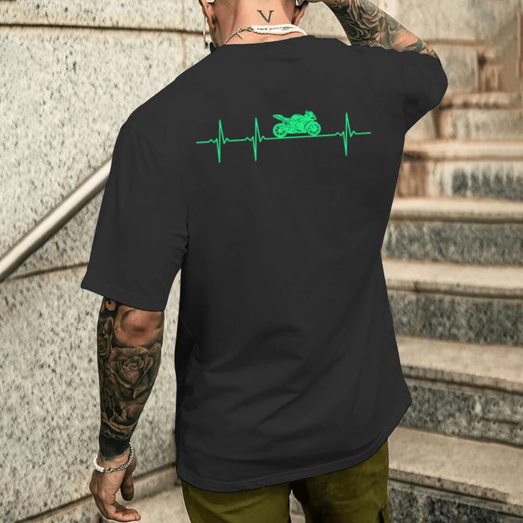 Motorrad Herzschlag Biker Ekg Motorradfahrer T-Shirt mit Rückendruck Geschenke für Ihn