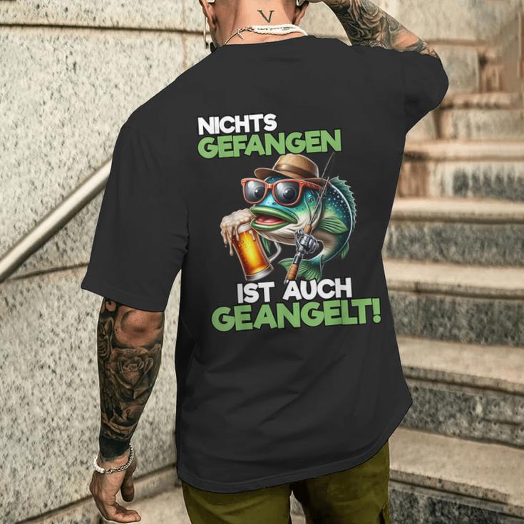 Nichts Gefangen Ist Auch Geangelt Fischer Bier T-Shirt mit Rückendruck Geschenke für Ihn