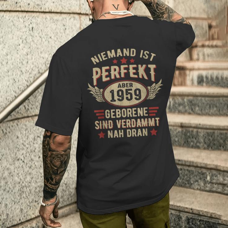 Niemand Ist Perfekt Aber Jahrgang 1959 Birthday T-Shirt mit Rückendruck Geschenke für Ihn