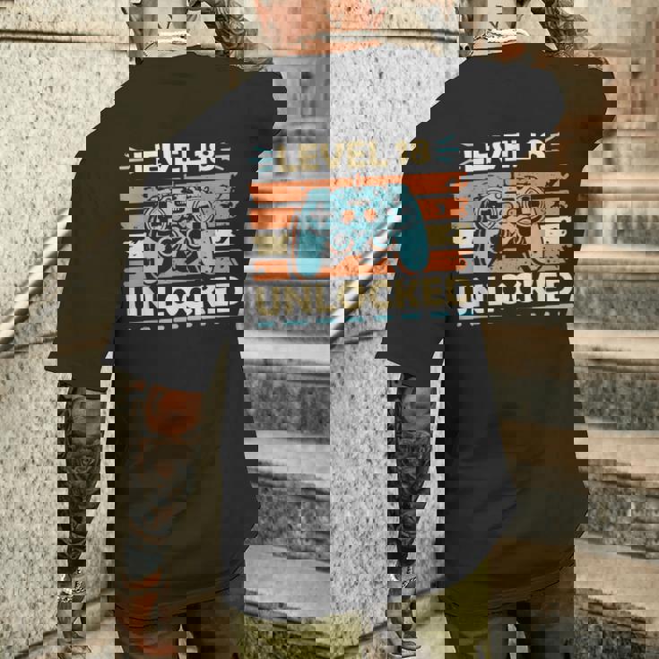 Nivel 18 Desbloqueado 18 Cumpleaños 18 Añosideojuegos Camiseta Hombre Estampado Espalda Regalos para él