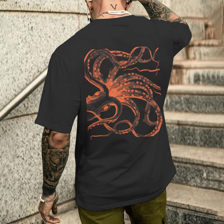 Octopus Tentacle Kraken Cthulhu Steampunk Ocean Sea Legend T-Shirt mit Rückendruck Geschenke für Ihn