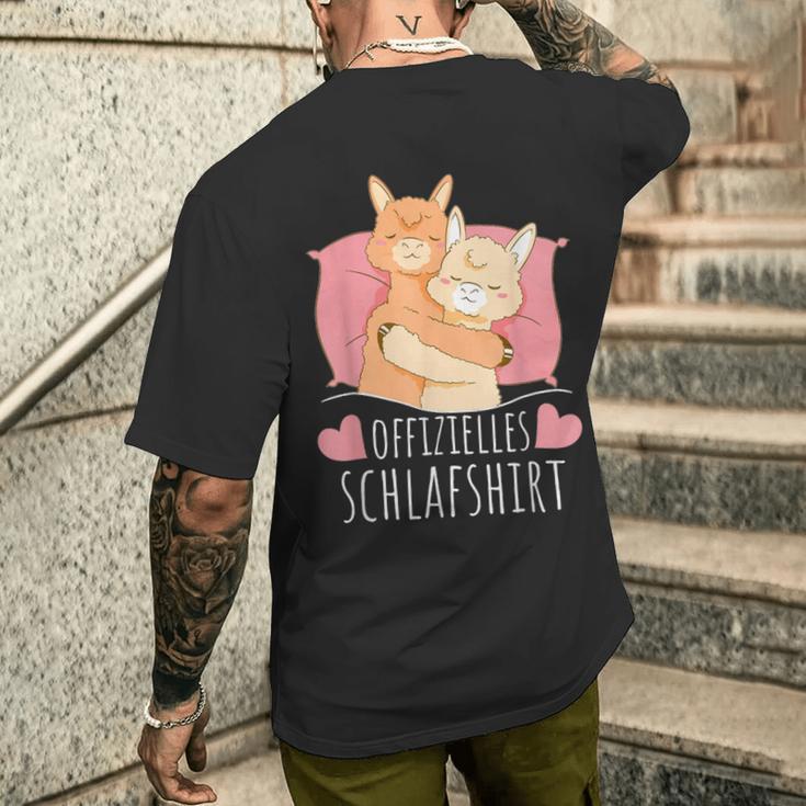 Offizielles Schlaf Nachthemd Schlafanzug Alpaca Lama T-Shirt mit Rückendruck Geschenke für Ihn