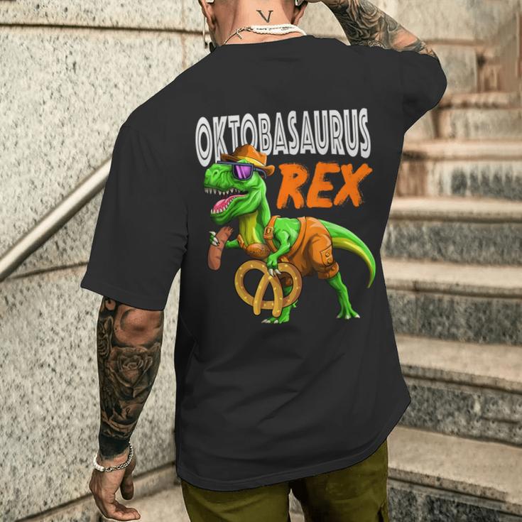 Oktoberfest T-Rex Lederhosen Dinosaur Bavarian Children's T-Shirt mit Rückendruck Geschenke für Ihn