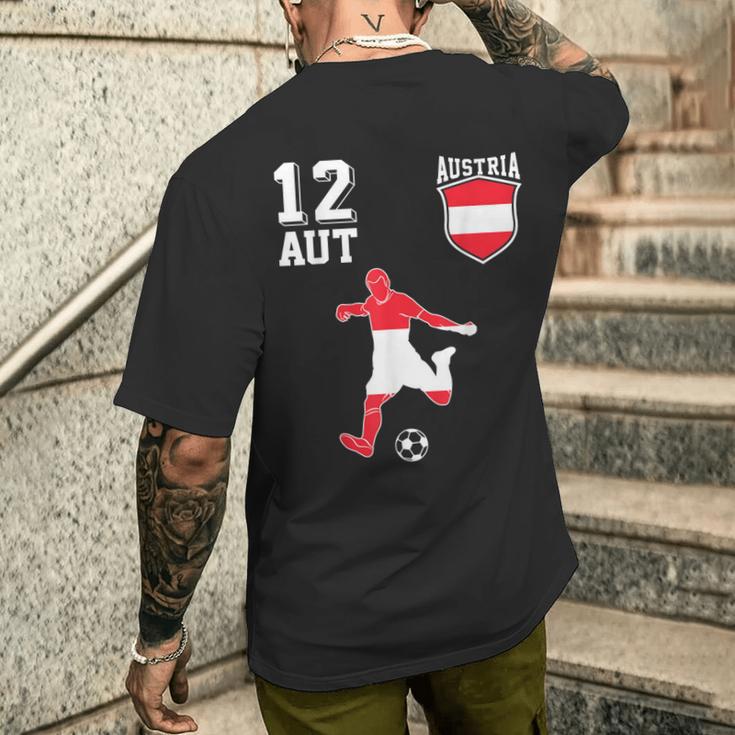 Österreich Fan Em Spieler Ball Nummer 12 T-Shirt mit Rückendruck Geschenke für Ihn