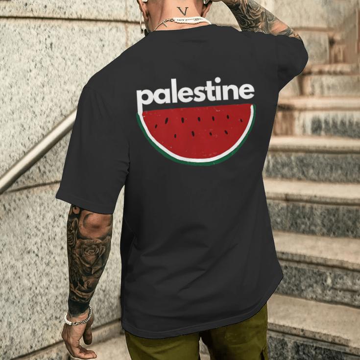 Palestine Watermelon Flag Colours T-Shirt mit Rückendruck Geschenke für Ihn