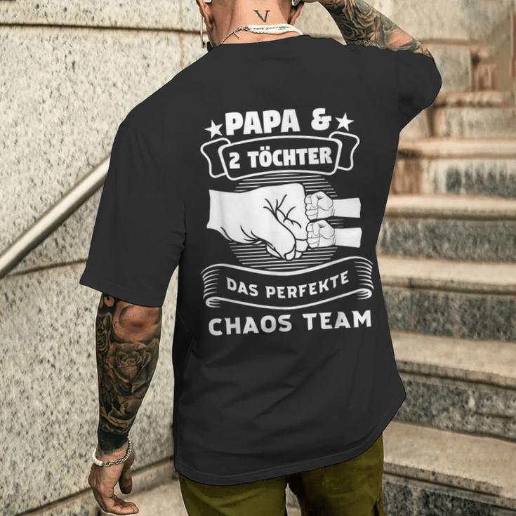 Papa & 2 Töchter Chaosteam Papa 2 Töchter T-Shirt mit Rückendruck Geschenke für Ihn