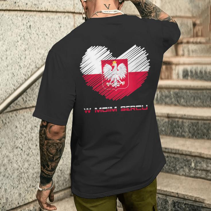 Poland In My Heart Polska T-Shirt mit Rückendruck Geschenke für Ihn