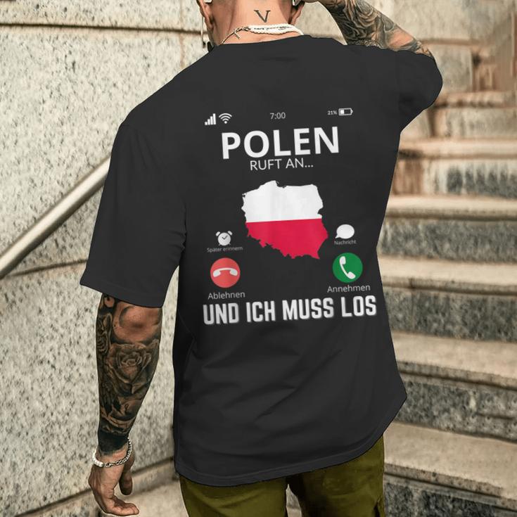 Polen Calls And I Must Go Poland Flag T-Shirt mit Rückendruck Geschenke für Ihn