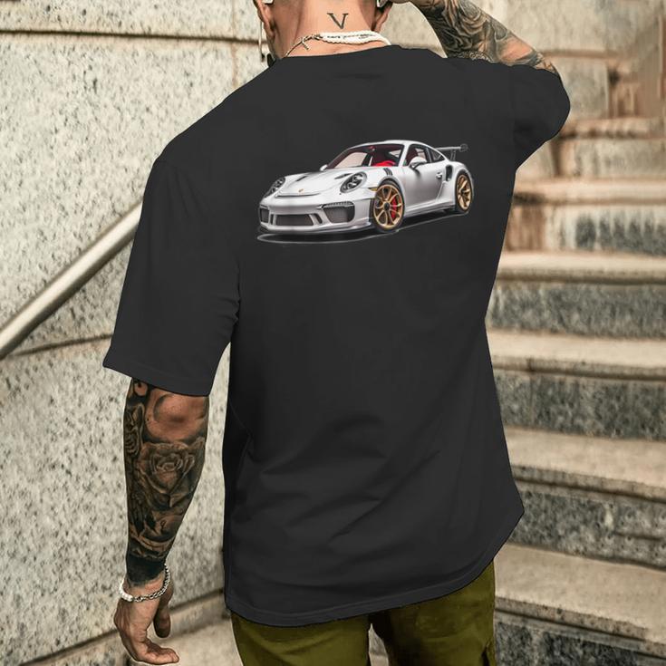 Porsc Gt 3 Rs Sports Car Coupe 911 T-Shirt mit Rückendruck Geschenke für Ihn