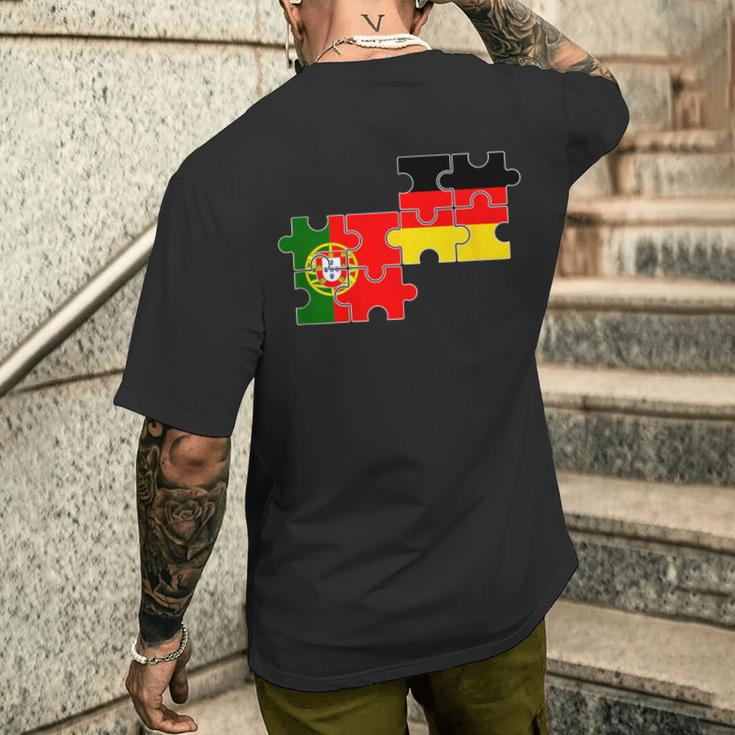 Portugal Germany Flag German Portuguese T-Shirt mit Rückendruck Geschenke für Ihn