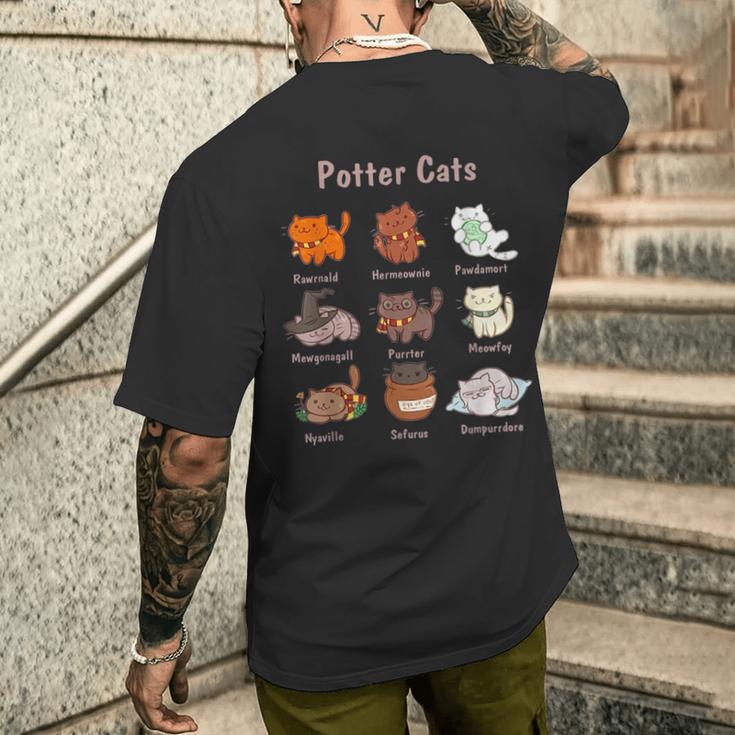 Potter Cats For Cat Lovers T-Shirt mit Rückendruck Geschenke für Ihn