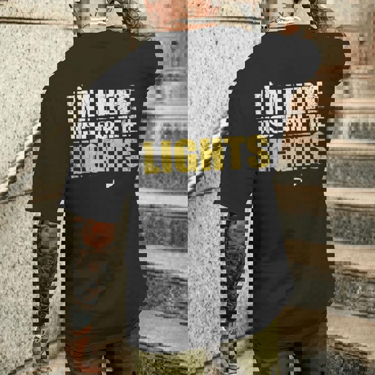 Proprio Qui Per Le Luci Divertente Tecnico Di Illuminazione T-shirt da uomo con stampa posteriore Regalos para él