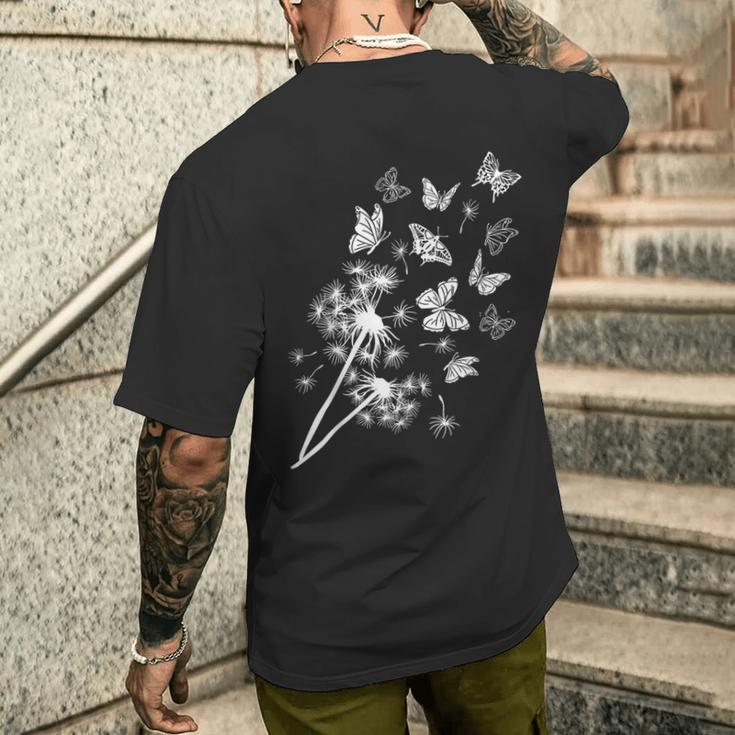 Pusteblume Butterblume Mit Schmetterlingen Im Garten T-Shirt mit Rückendruck Geschenke für Ihn