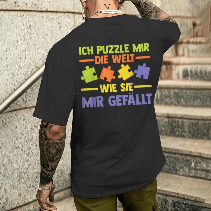 Puzzlefan Puzzler Puzzle Pieces Puzzle T-Shirt mit Rückendruck Geschenke für Ihn