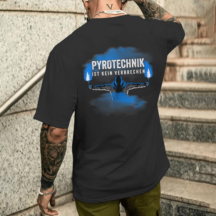 With Pyrotechnik Ist Kein Krim Pyro Bengalo Blue T-Shirt mit Rückendruck Geschenke für Ihn