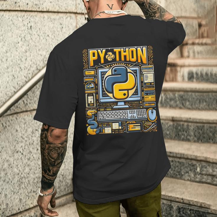 Python Programming Python Dev Men's T-shirt Back Print - Monsterry