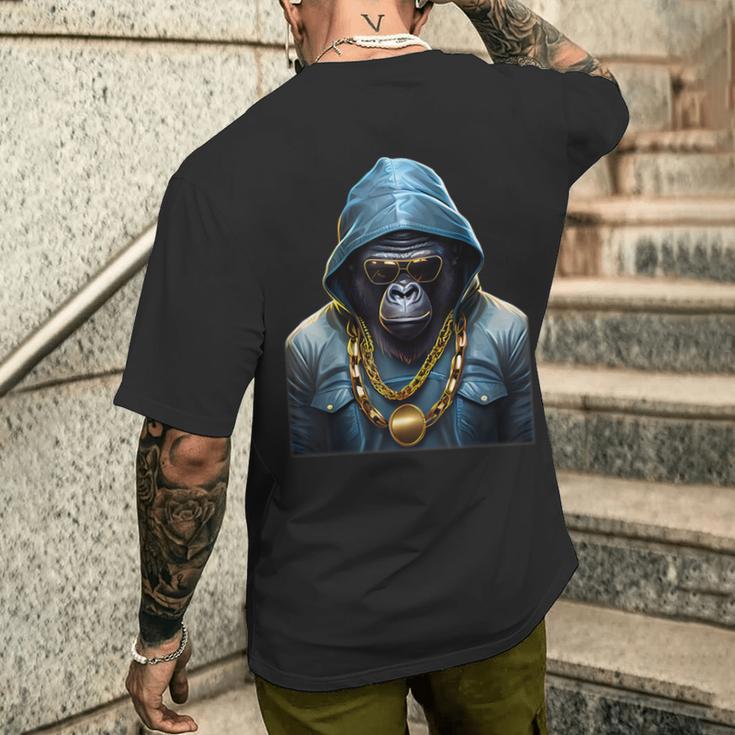 Rapper Gorilla I Retro Hip Hop I Gorilla Hip Hop Gangster T-Shirt mit Rückendruck Geschenke für Ihn