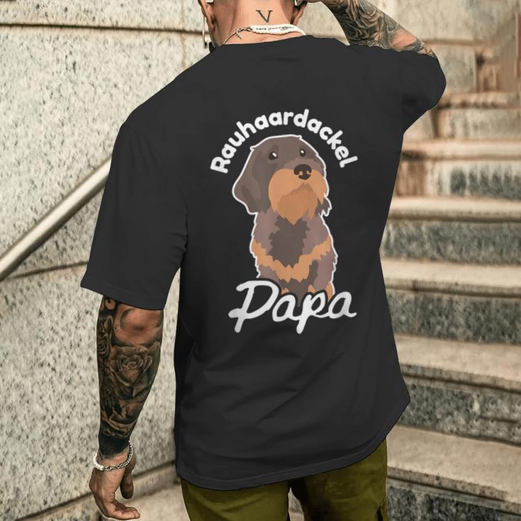 Rauhaard Dachshund Papa Dachshund Teckel Rauhaard Dachshund T-Shirt mit Rückendruck Geschenke für Ihn