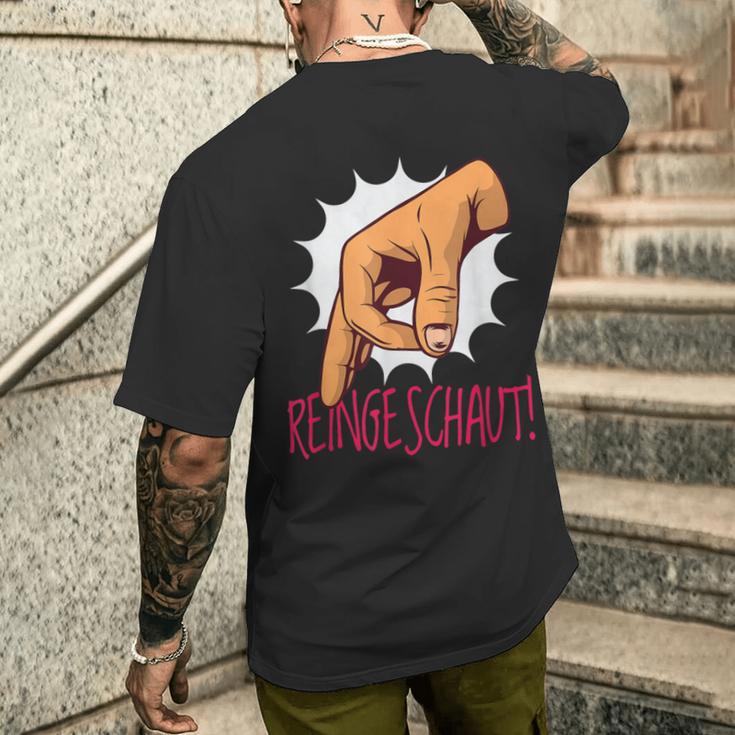 Reingeschaut Hand Reingeguckt Humour Game T-Shirt mit Rückendruck Geschenke für Ihn