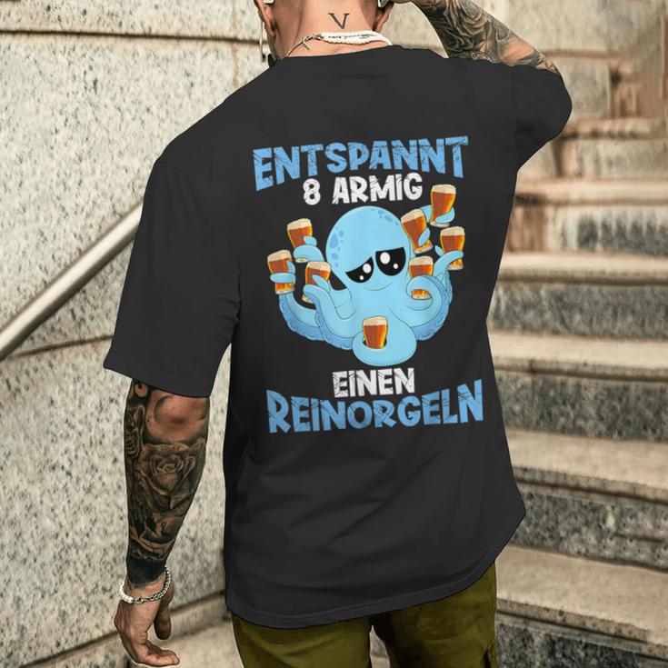 Relaxed Eight-Armed A Reinorgeln Saufen Party Malle T-Shirt mit Rückendruck Geschenke für Ihn