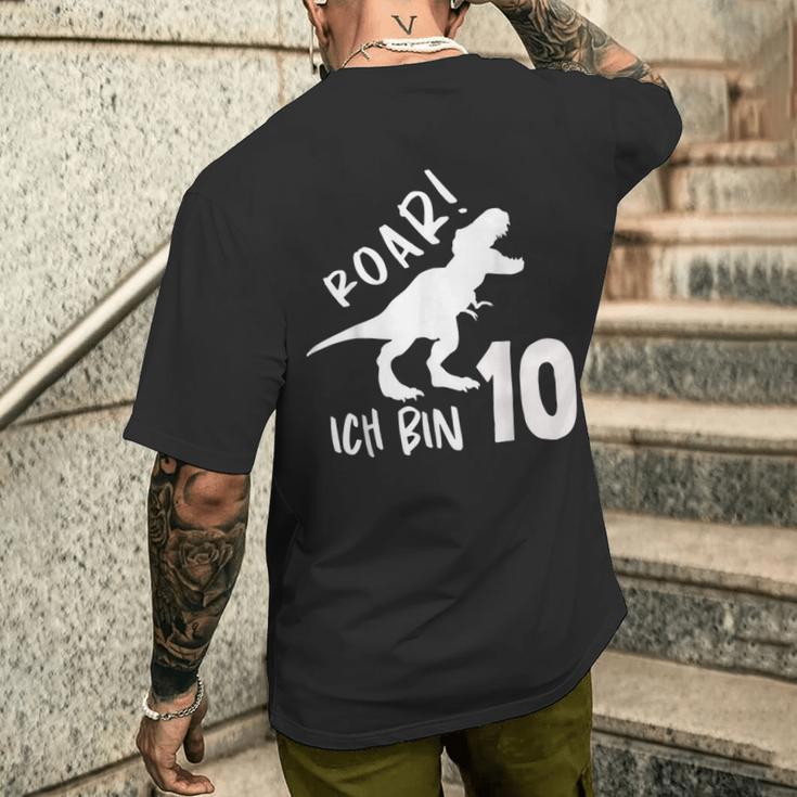 Roar Ich Bin 10 Jahre Alt 10Th Birthday T-Rex Dino T-Shirt mit Rückendruck Geschenke für Ihn