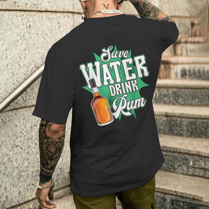 Save Water Drink Rum T-Shirt mit Rückendruck Geschenke für Ihn