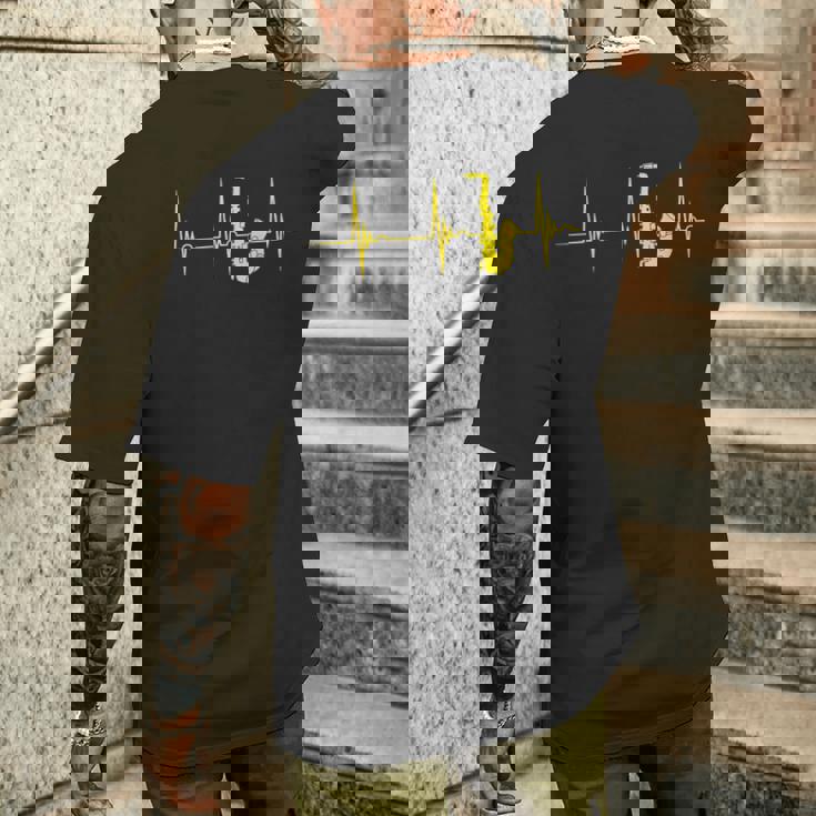 Saxophone De Fréquence Cardiaque Jazz Instrument De Musique T-shirt imprimé au dos Cadeaux pour lui