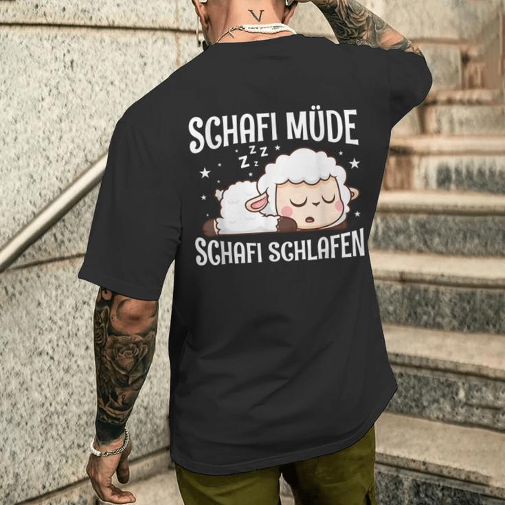 Schafi Müde Schafi Schlafen Schaf Pyjamas Schlaf Saying T-Shirt mit Rückendruck Geschenke für Ihn