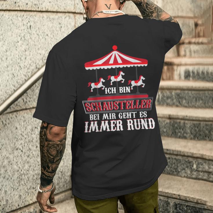 Schausteller Kirmesolksfest Bei Mir Geht Es Immer Rund T-Shirt mit Rückendruck Geschenke für Ihn