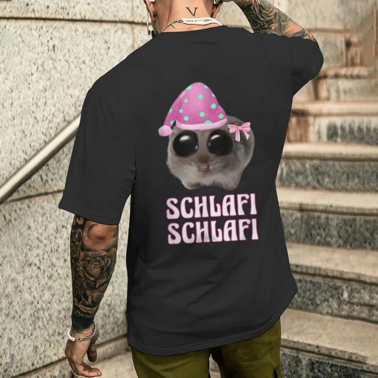 Schlafi Schlafi Sad Hamster Hamstie Meme Sleep T-Shirt mit Rückendruck Geschenke für Ihn