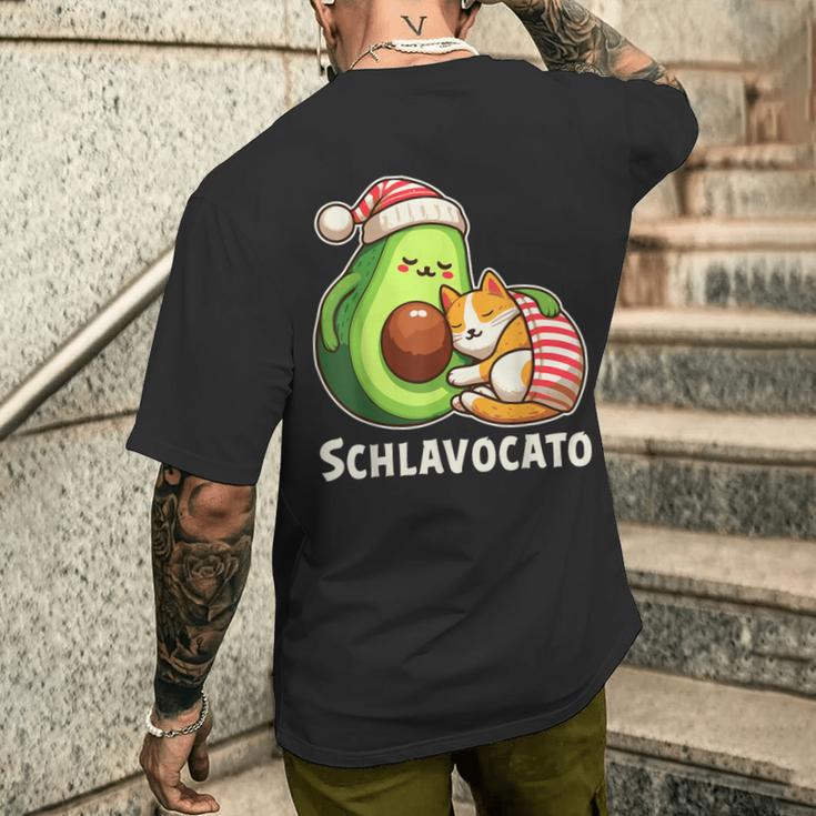 Schlavocato Official Sleep Pyjamas Sleep Avocado Cat T-Shirt mit Rückendruck Geschenke für Ihn