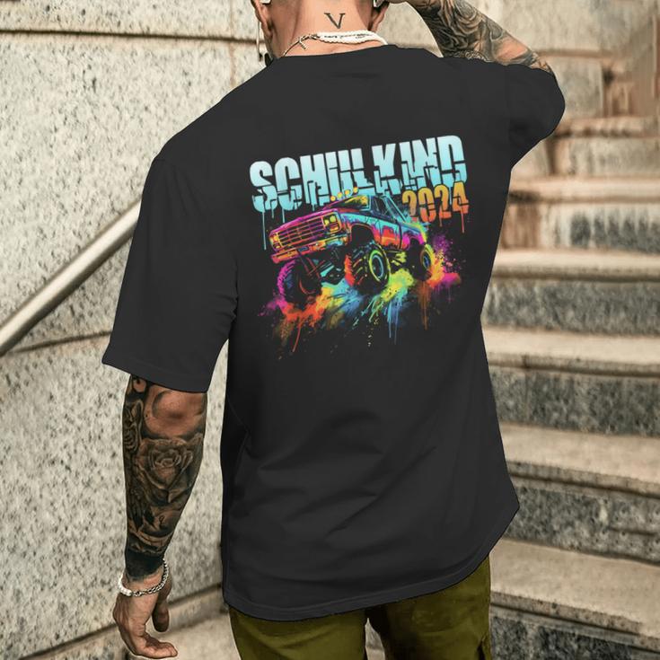 Schulkind 2024 Monster Truck Car School T-Shirt mit Rückendruck Geschenke für Ihn